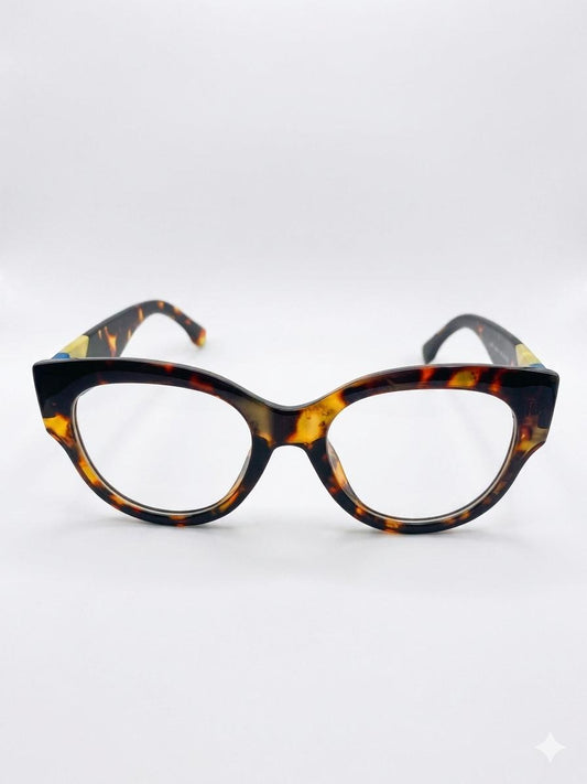 Gafas de Vista Cat-Eye Modernas en Carey con Varillas Multicolor Geométricas