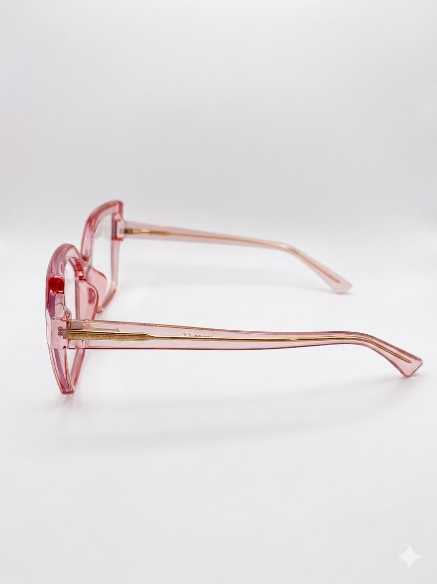 Gafas de Sol/Lectura Cat-Eye Geométricas en Cristal Rosado – Elegancia y Tendencia
