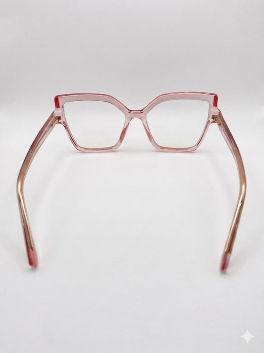 Gafas de Sol/Lectura Cat-Eye Geométricas en Cristal Rosado – Elegancia y Tendencia