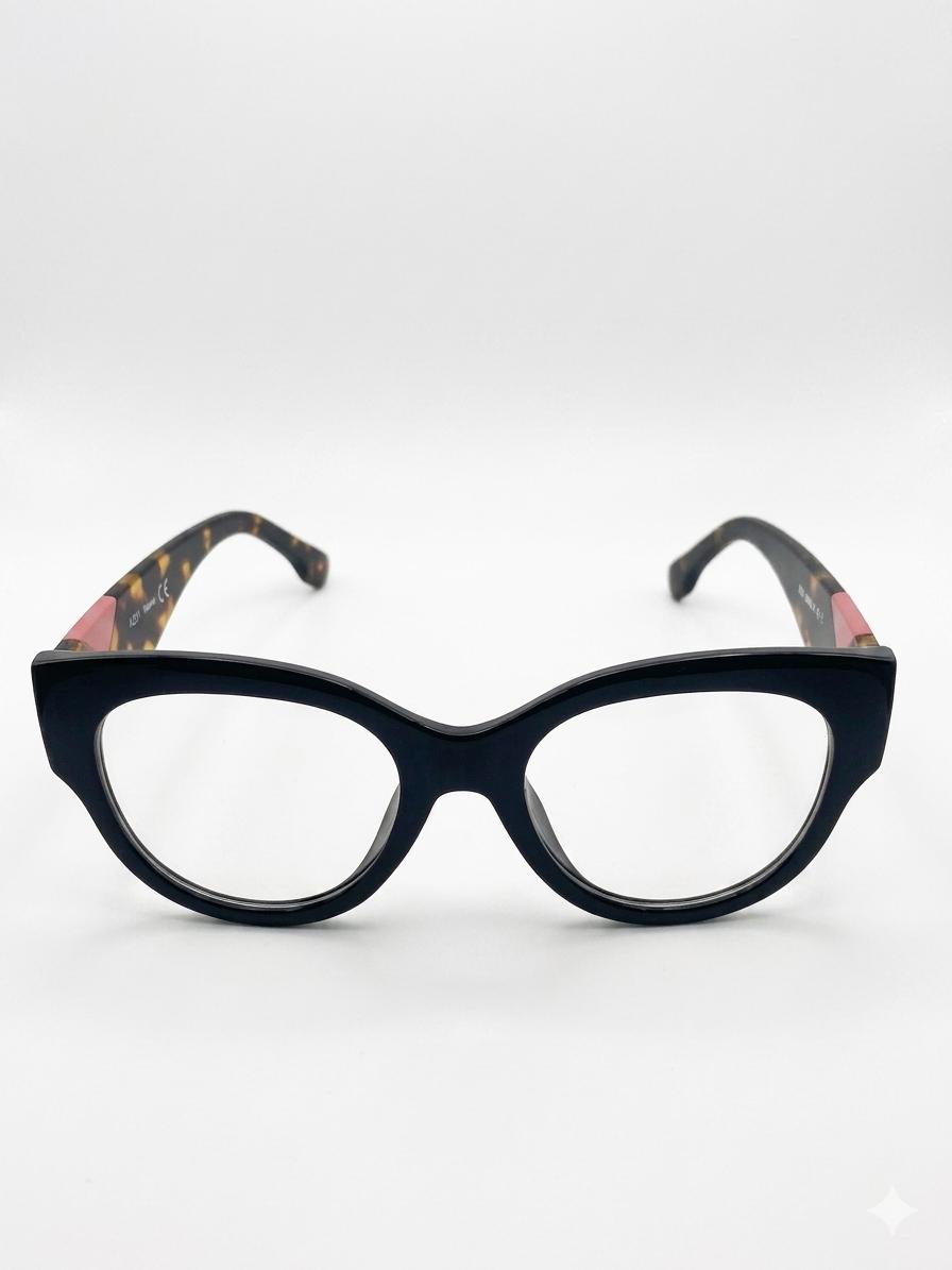 Gafas de Vista Estilo Cat-Eye Elegance – Montura de Pasta Negra y Carey