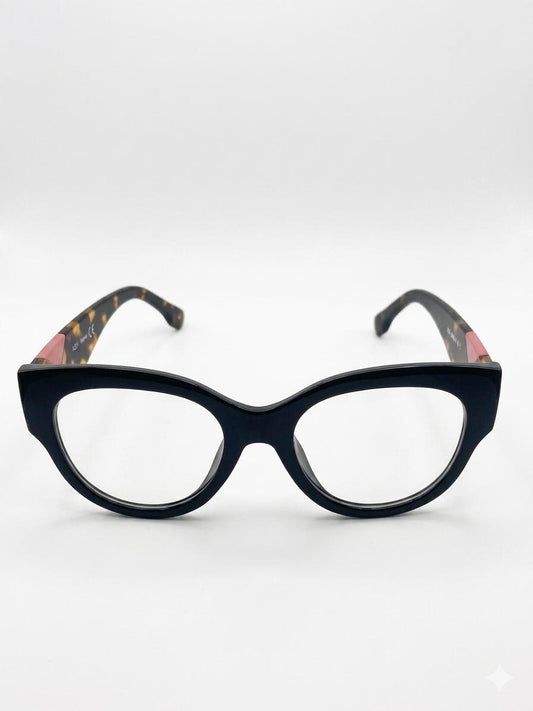 Gafas de Vista Estilo Cat-Eye Elegance – Montura de Pasta Negra y Carey