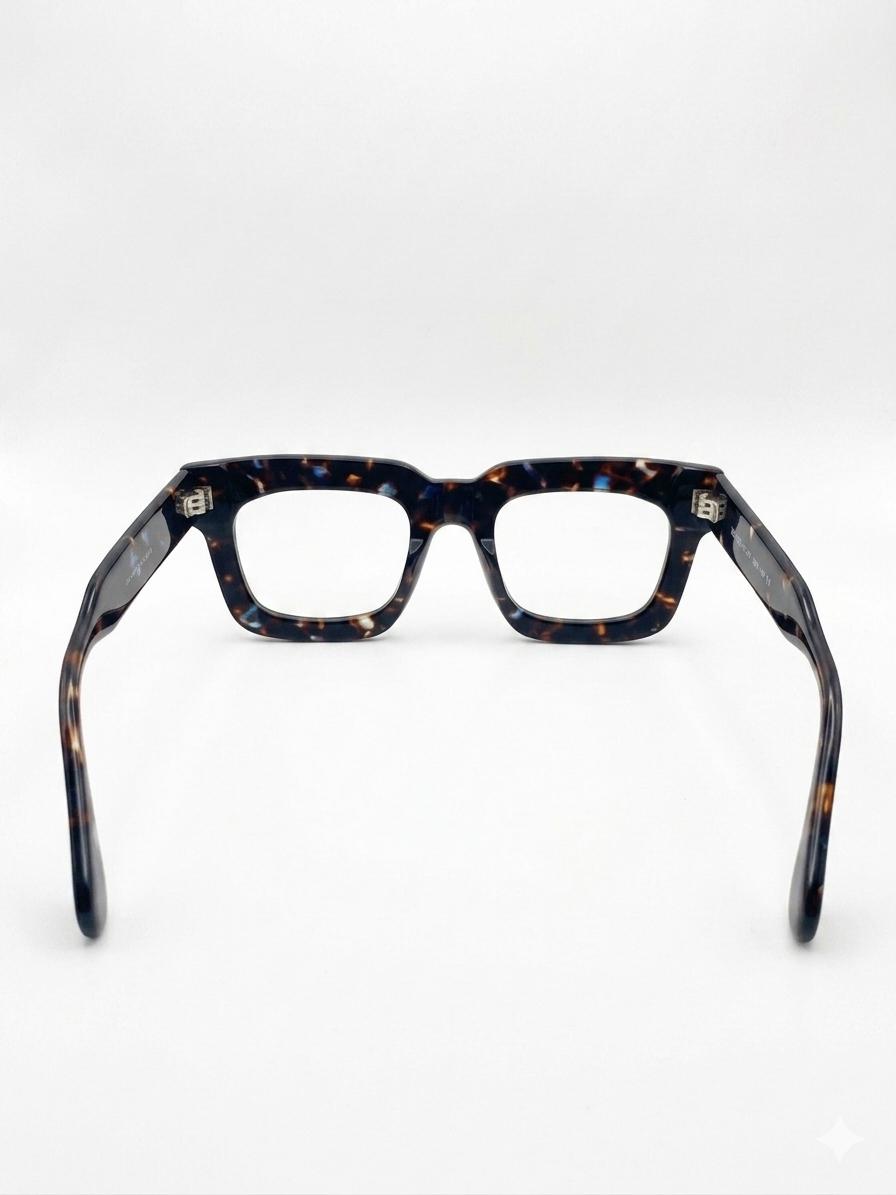 Gafas de Sol de Pasta Gruesa Cuadrada – Efecto Carey con Destellos Azules (Estilo Retro / Oversized)