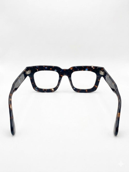Gafas de Sol de Pasta Gruesa Cuadrada – Efecto Carey con Destellos Azules (Estilo Retro / Oversized)