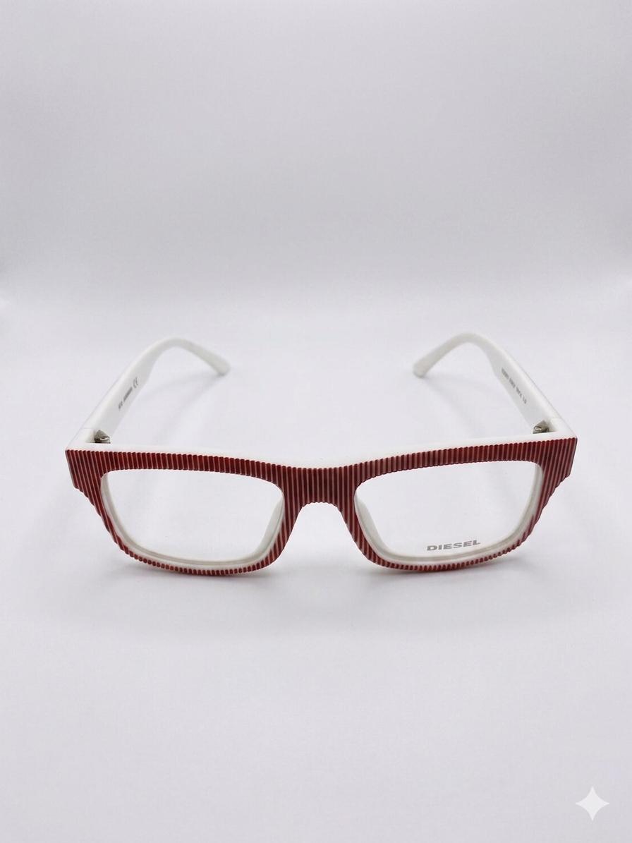 Gafas de Vista Diesel de Pasta Blancas con Detalles Rojos (Montura Cuadrada)