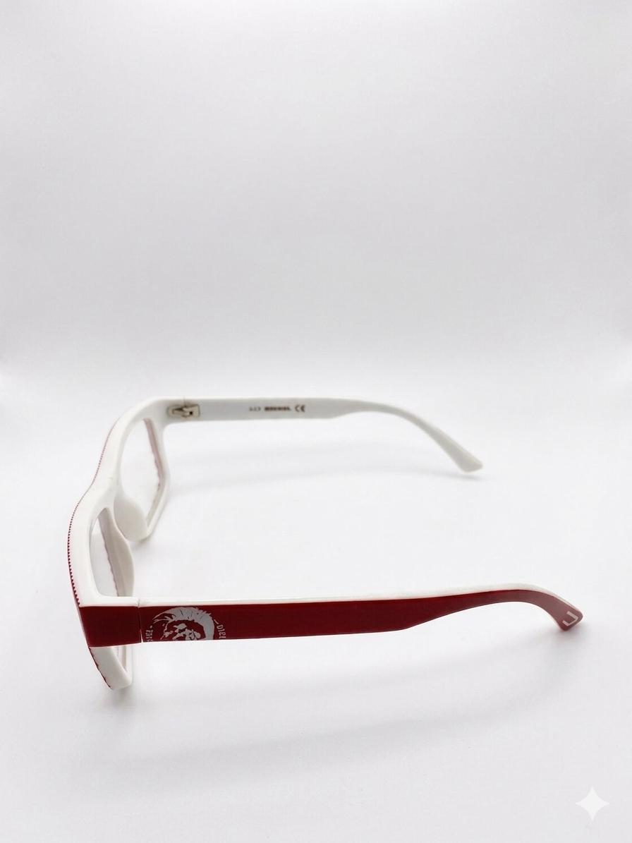 Gafas de Vista Diesel de Pasta Blancas con Detalles Rojos (Montura Cuadrada)
