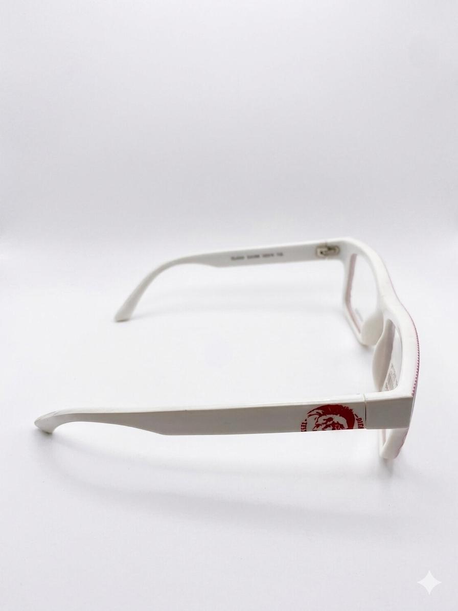 Gafas de Vista Diesel de Pasta Blancas con Detalles Rojos (Montura Cuadrada)