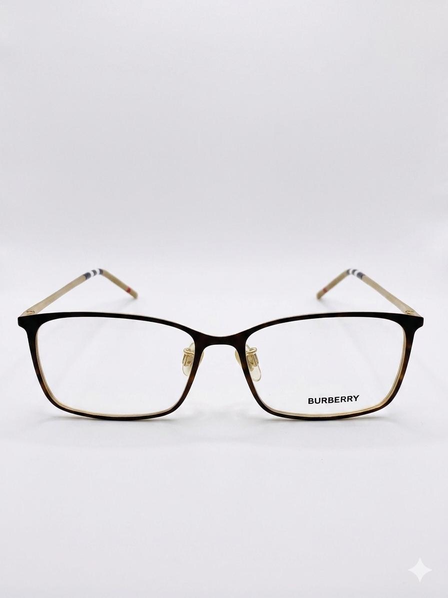 Montura para Lentes Oftálmicos Burberry – Estilo Rectangular Elegante en Carey y Dorado