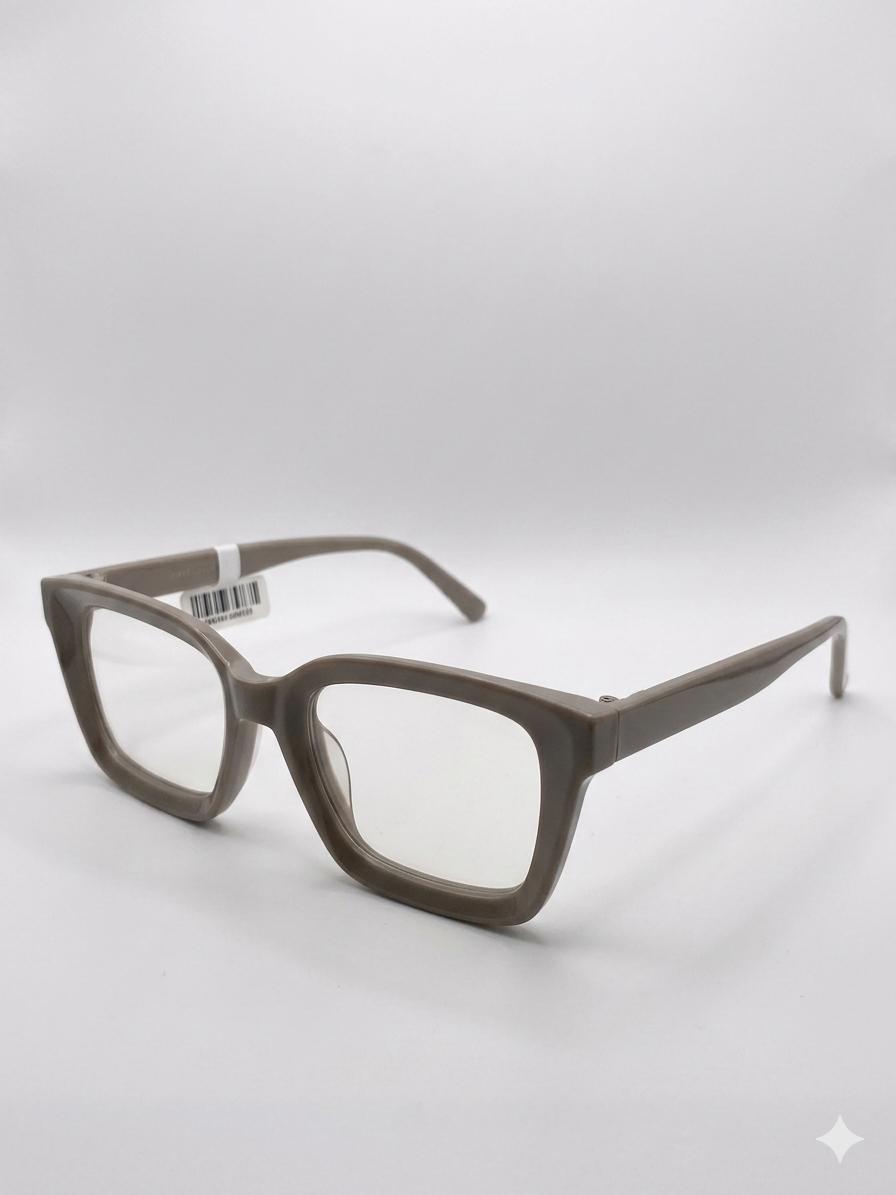 Montura Oftálmica Unisex – Estilo Square Retro en Tono Taupe / Café Claro