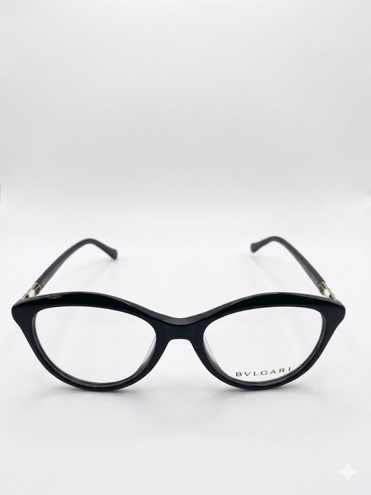 Gafas de Vista Bvlgari Style Cat-Eye – Montura Negra con Detalles en Oro y Esmalt