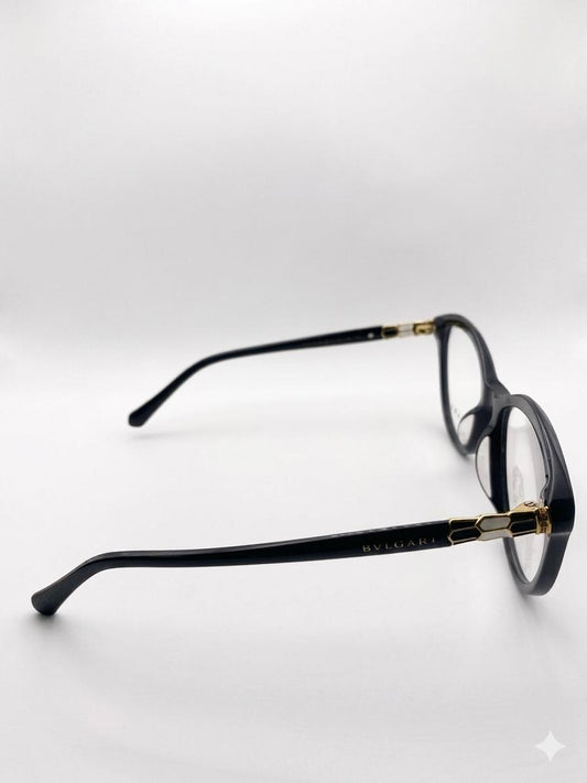 Gafas de Vista Bvlgari Style Cat-Eye – Montura Negra con Detalles en Oro y Esmalt