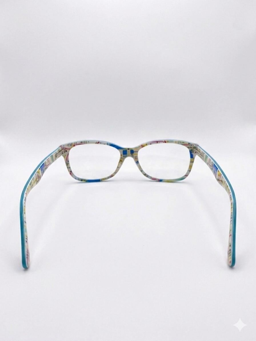 Armazón Oftálmico Ray-Ban Turquesa con Interior Multicolor – Estilo Moderno y Juvenil