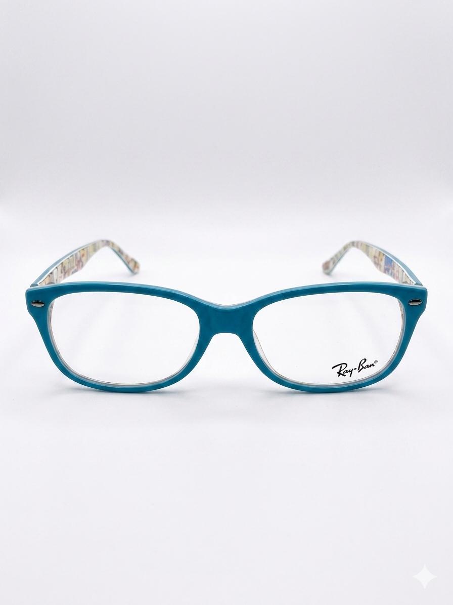 Armazón Oftálmico Ray-Ban Turquesa con Interior Multicolor – Estilo Moderno y Juvenil