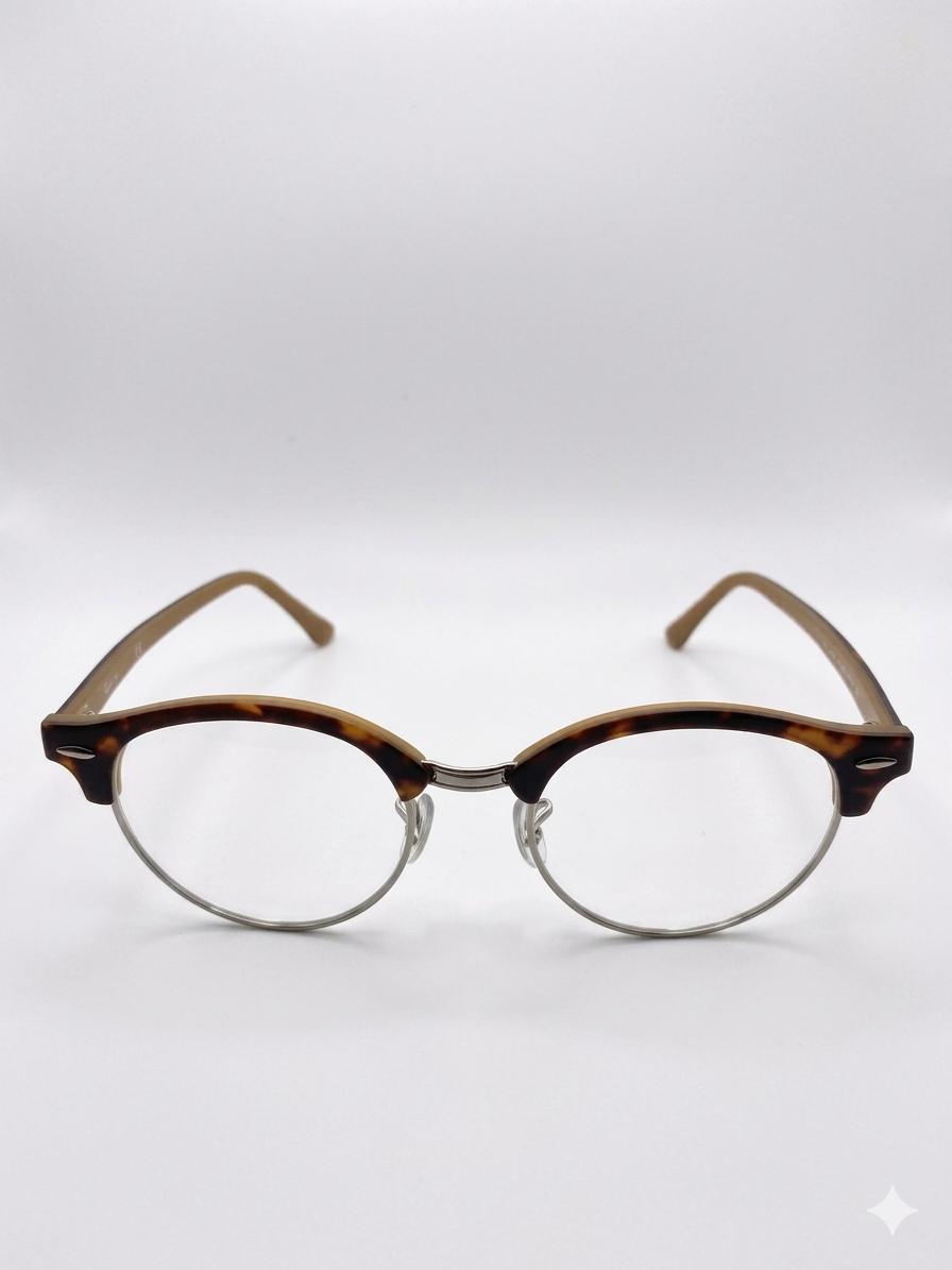Lentes Ópticos Ray-Ban Clubround (Estilo Carey y Dorado/Miel) – Armazón Semial aire Circular