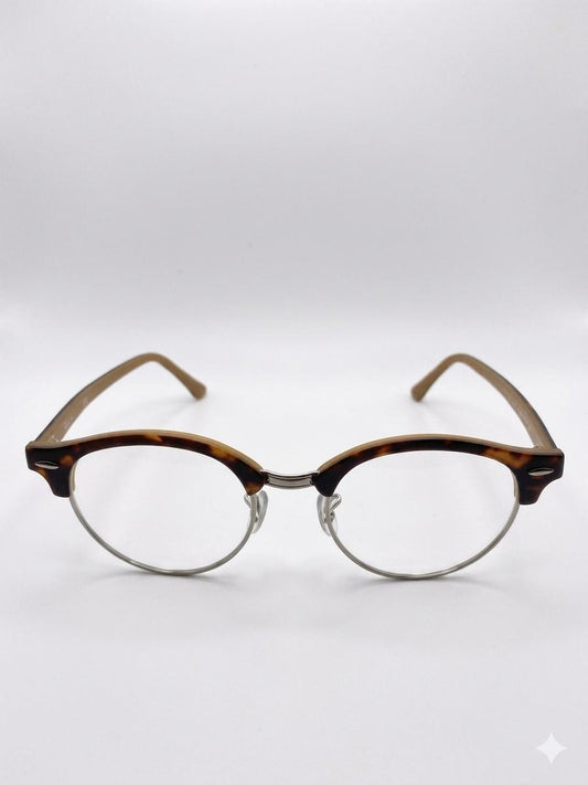 Lentes Ópticos Ray-Ban Clubround (Estilo Carey y Dorado/Miel) – Armazón Semial aire Circular