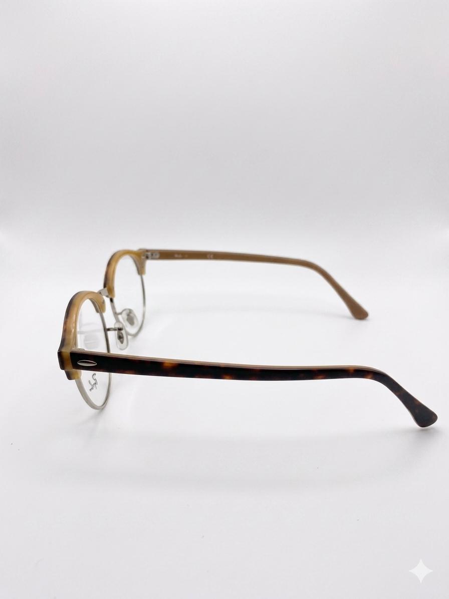 Lentes Ópticos Ray-Ban Clubround (Estilo Carey y Dorado/Miel) – Armazón Semial aire Circular