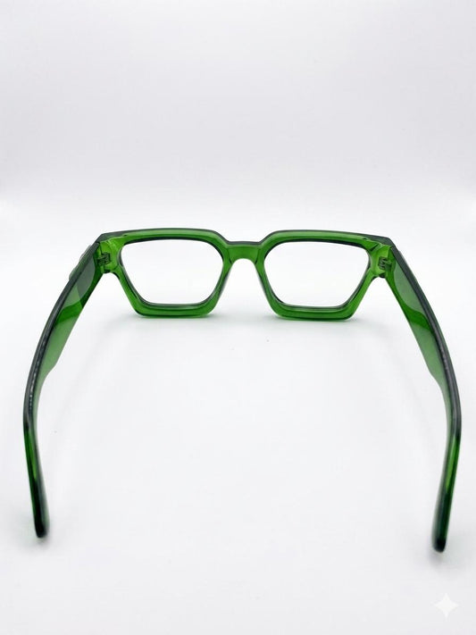 Lentes de Sol Cuadrados de Acetato Transparente – Verde Oliva / Botella