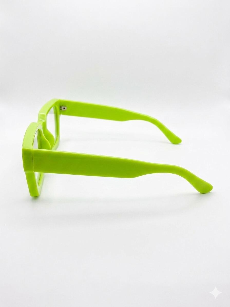 Gafas de Sol Retro Cuadradas Verde Neón – Lentes de Marco Grueso Vintage Unisex, Estilo Urbano Y2K y Festival
