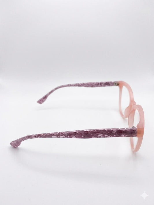 Gafas de Vista Miu Miu Cat-Eye – Armazón Rosa Pastel con Varillas Texturizadas