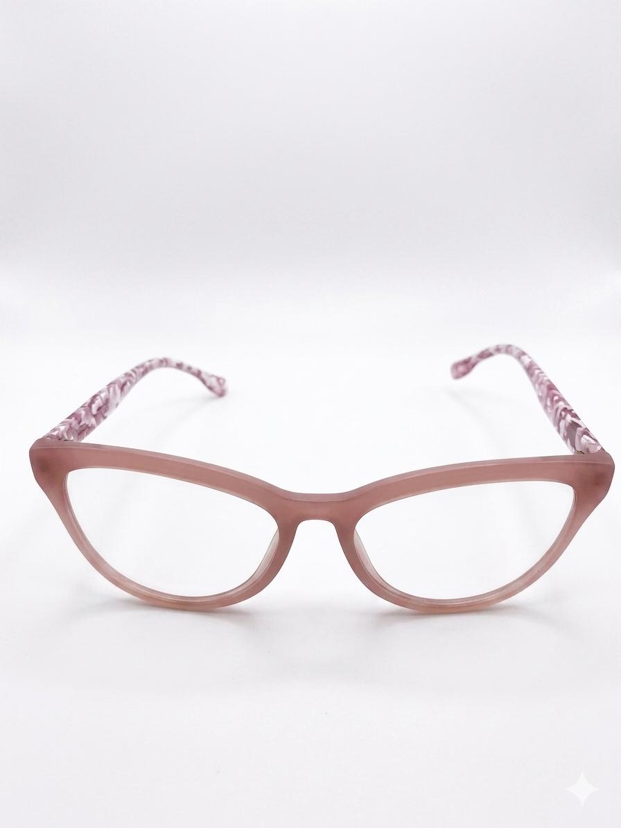 Gafas de Vista Miu Miu Cat-Eye – Armazón Rosa Pastel con Varillas Texturizadas