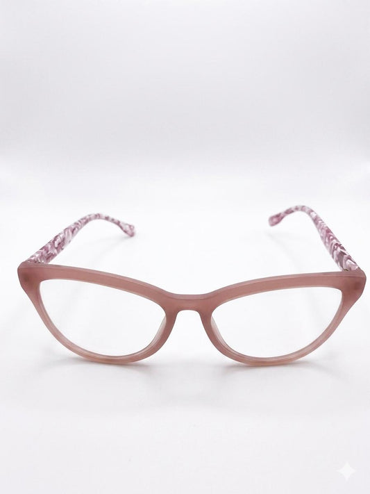 Gafas de Vista Miu Miu Cat-Eye – Armazón Rosa Pastel con Varillas Texturizadas