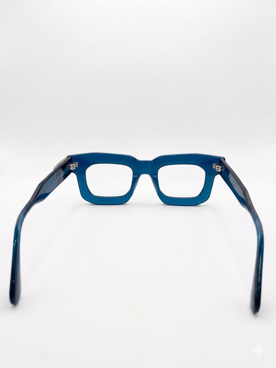 Montura de Gafas Ópticas Cuadradas en Acetato Azul Transparente – Opticruz Express