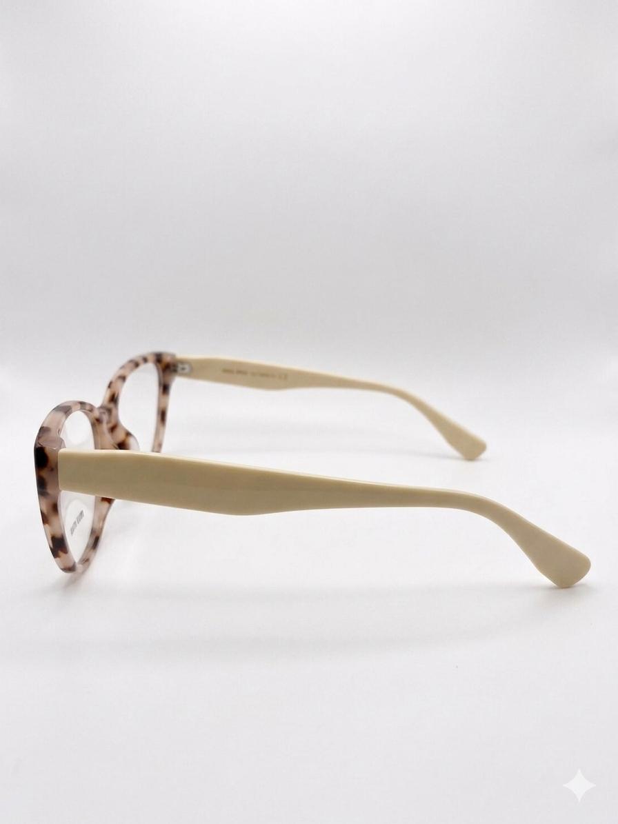 Gafas de Vista Miu Miu – Montura Cat-Eye en Carey y Patillas Beige