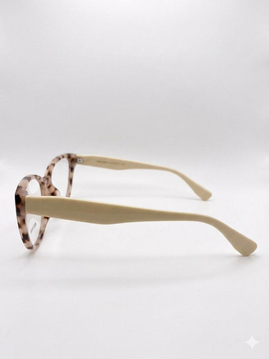 Gafas de Vista Miu Miu – Montura Cat-Eye en Carey y Patillas Beige