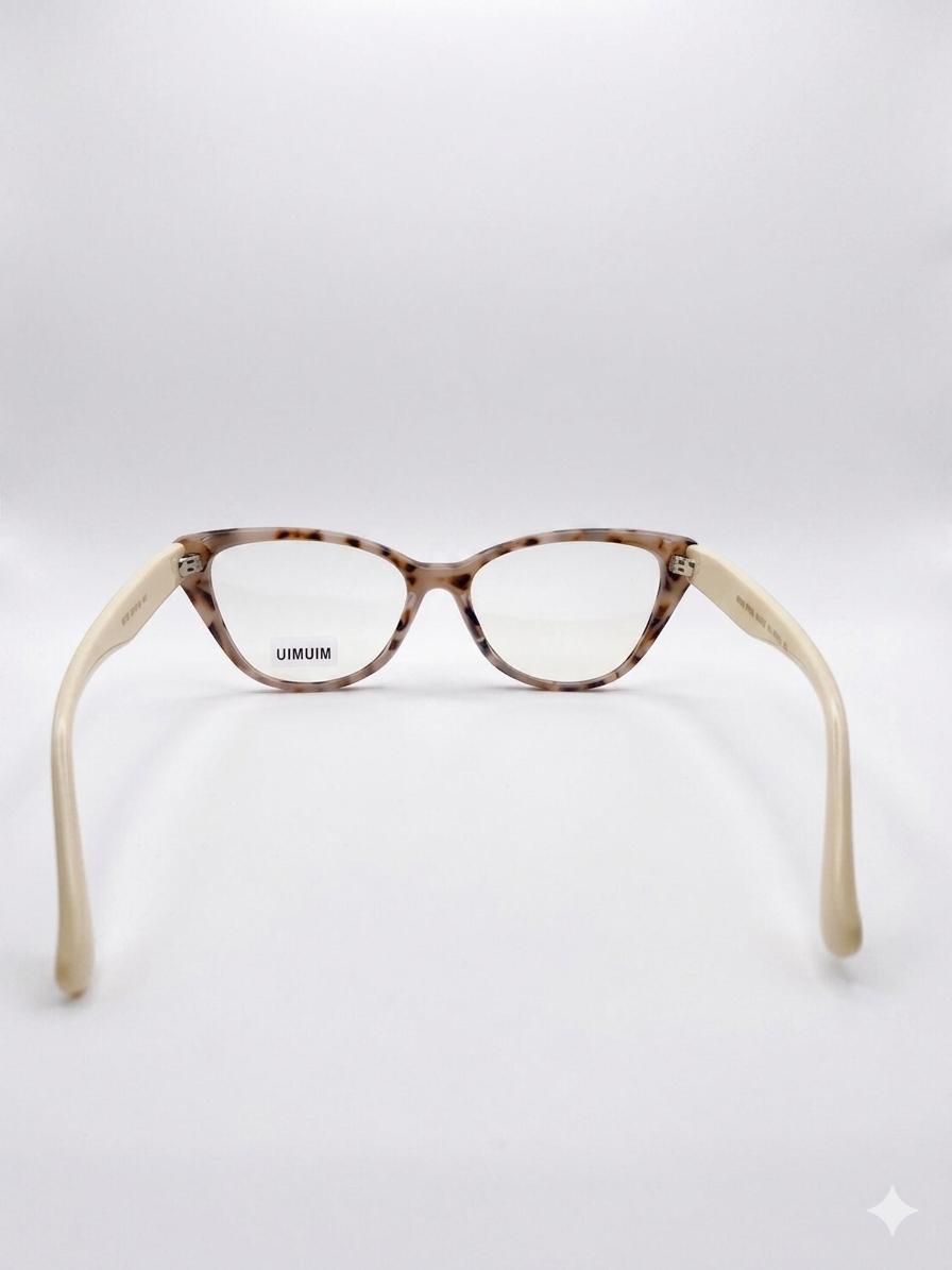 Gafas de Vista Miu Miu – Montura Cat-Eye en Carey y Patillas Beige