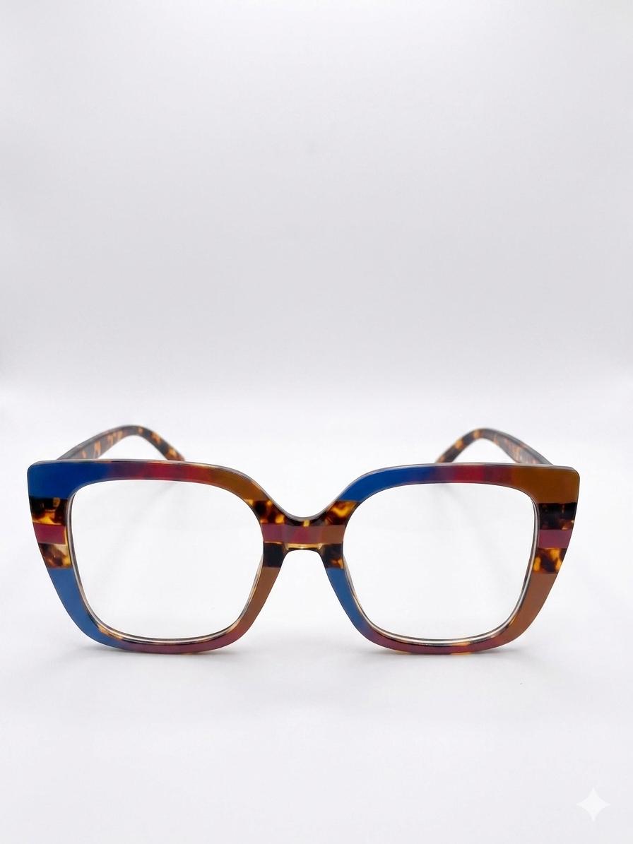 Lentes de /Lectura Estilo Cat-Eye Cuadrado en Carey Multicolor – Modelo Opticruz Express