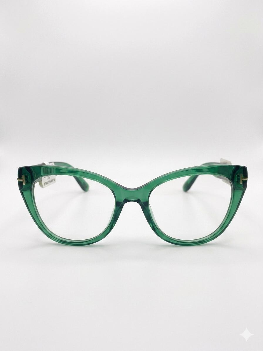 Gafas de Estilo Cat-Eye en Acetato Verde Translúcido
