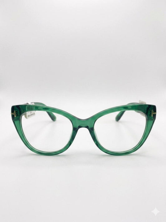 Gafas de Estilo Cat-Eye en Acetato Verde Translúcido