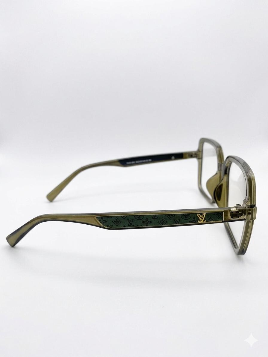 Gafas de Vista Louis Vuitton – Montura Cuadrada de Acetato Translúcido Verde Oliva