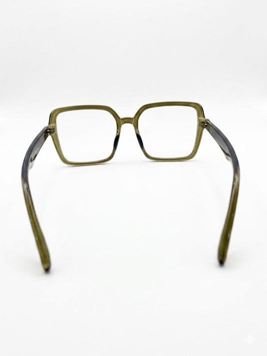 Gafas de Vista Louis Vuitton – Montura Cuadrada de Acetato Translúcido Verde Oliva