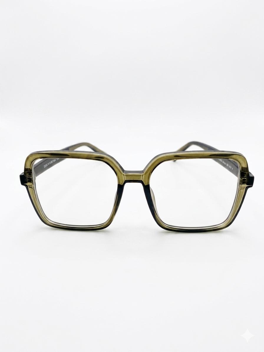 Gafas de Vista Louis Vuitton – Montura Cuadrada de Acetato Translúcido Verde Oliva