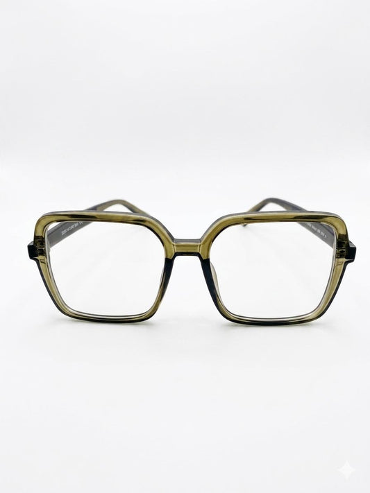 Gafas de Vista Louis Vuitton – Montura Cuadrada de Acetato Translúcido Verde Oliva