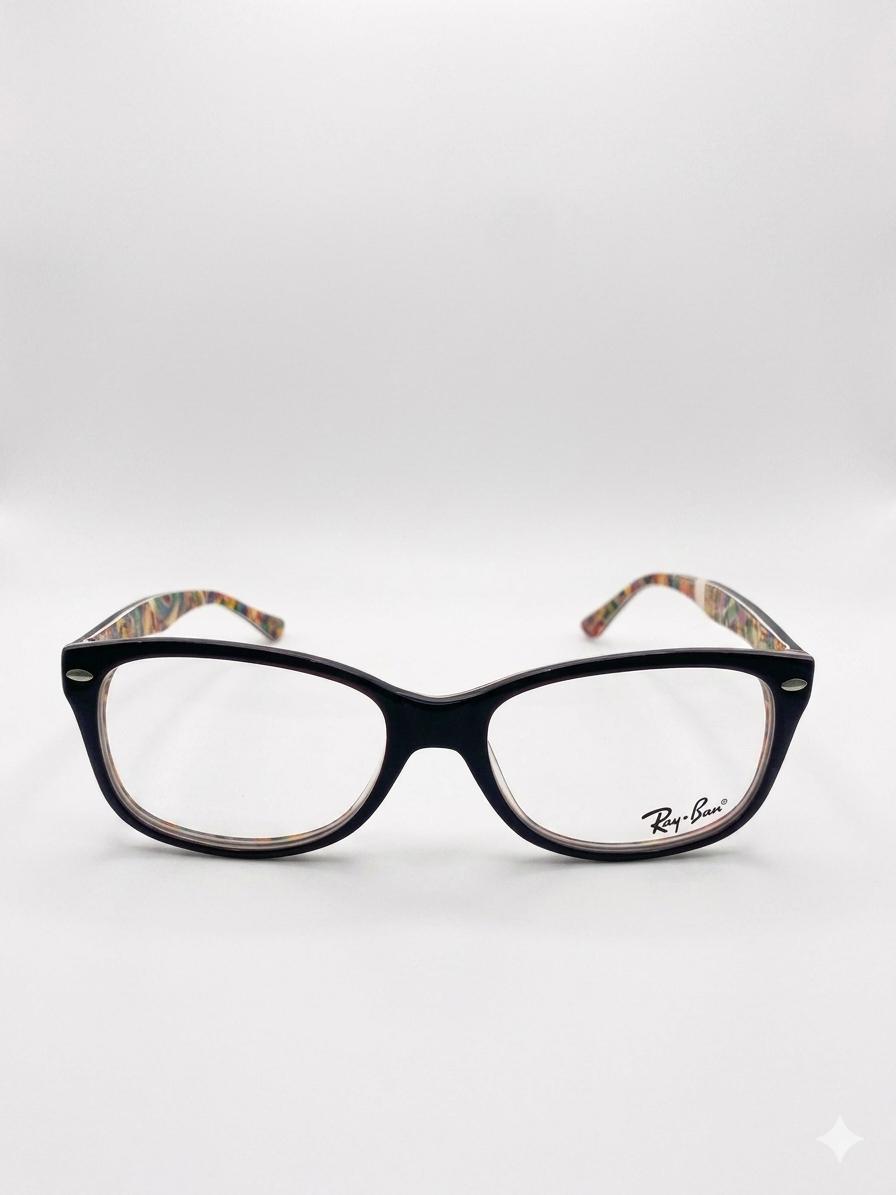 Lentes Oftálmicos Ray-Ban Originales – Marco Negro con Interior Multicolor Floral/Abstracto