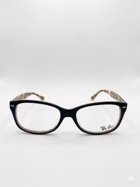 Lentes Oftálmicos Ray-Ban Originales – Marco Negro con Interior Multicolor Floral/Abstracto