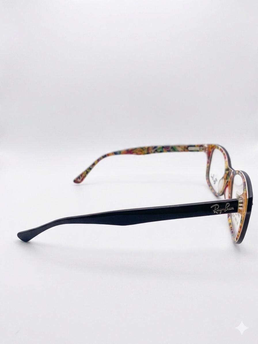 Lentes Oftálmicos Ray-Ban Originales – Marco Negro con Interior Multicolor Floral/Abstracto