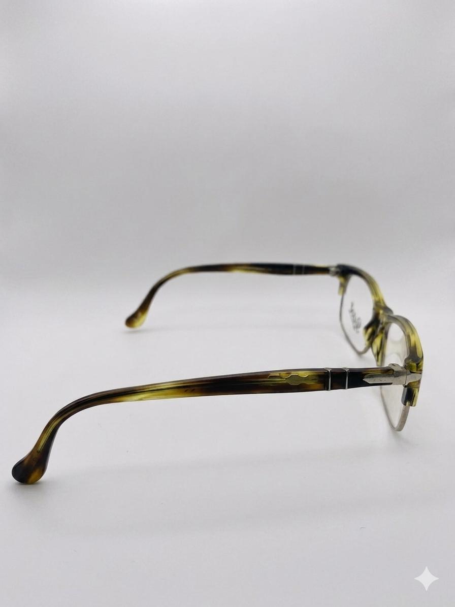 Gafas de Vista Persol – Montura Rectangular Carey Verde y Plata (Semial aire)
