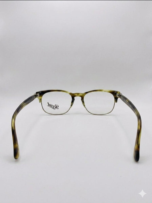 Gafas de Vista Persol – Montura Rectangular Carey Verde y Plata (Semial aire)