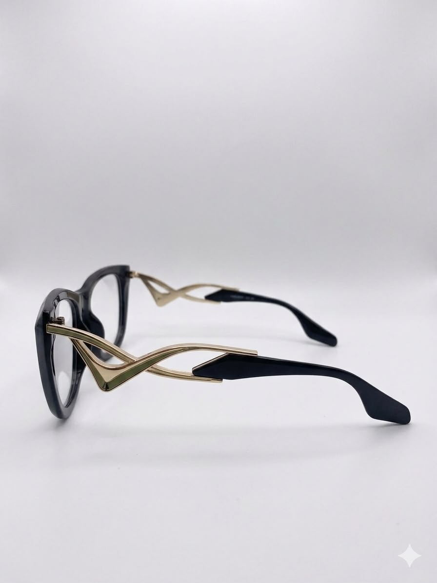 Gafas con Montura de Diseño Contemporáneo y Detalles Metáli