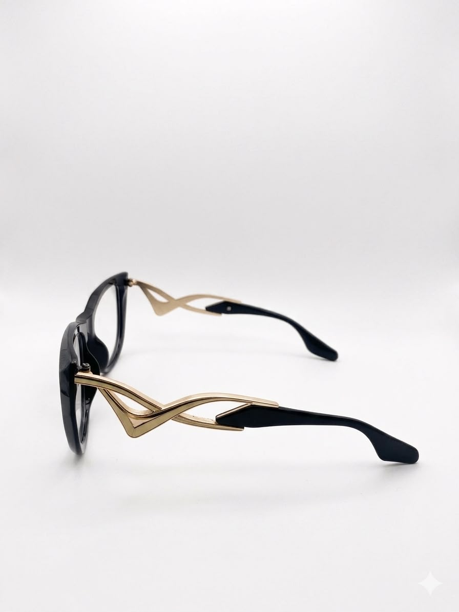 Gafas con Montura de Diseño Contemporáneo y Detalles Metáli