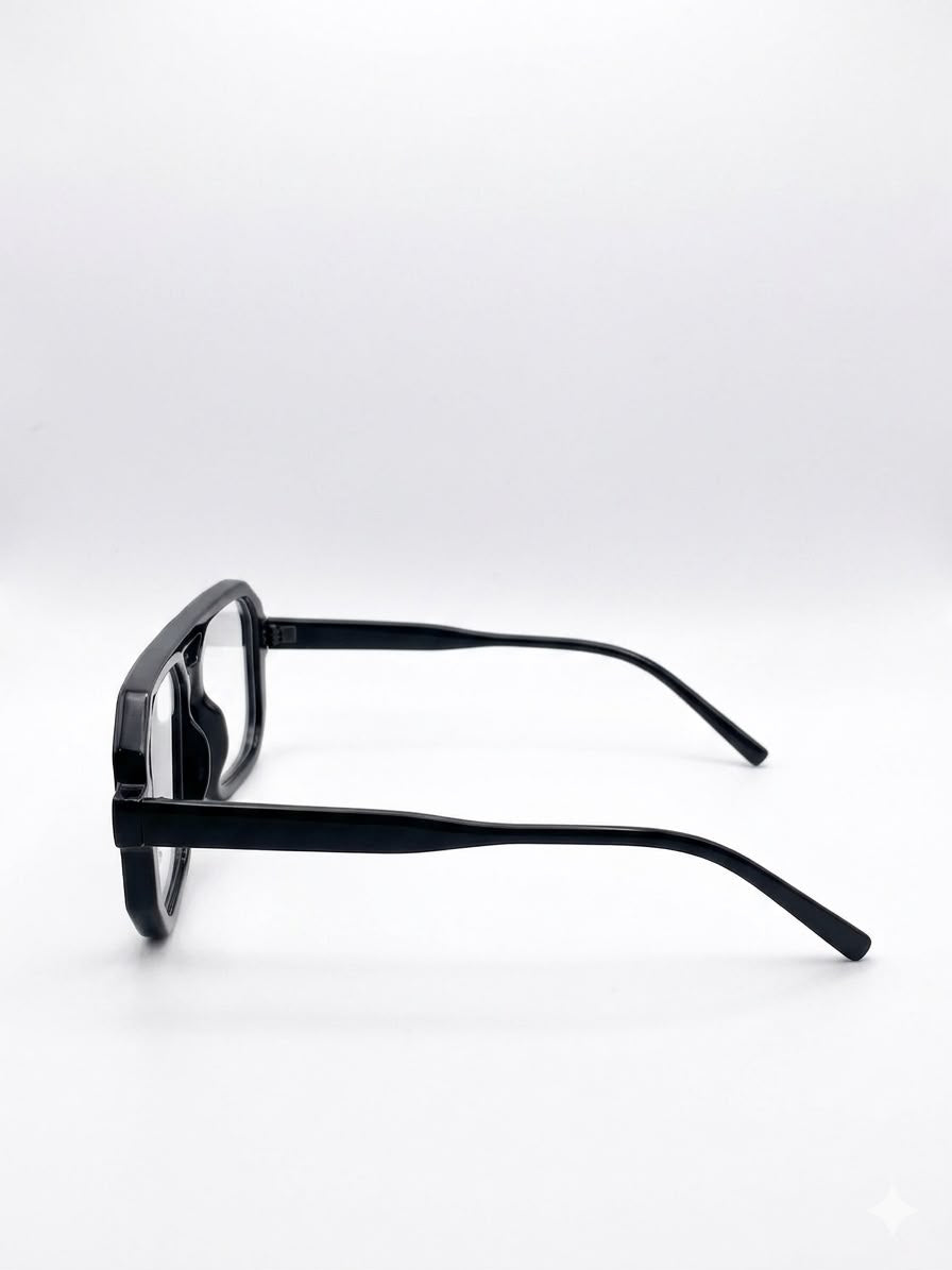 Lentes Oftálmicos Estilo Aviador Moderno con Armazón Negro de Acetato