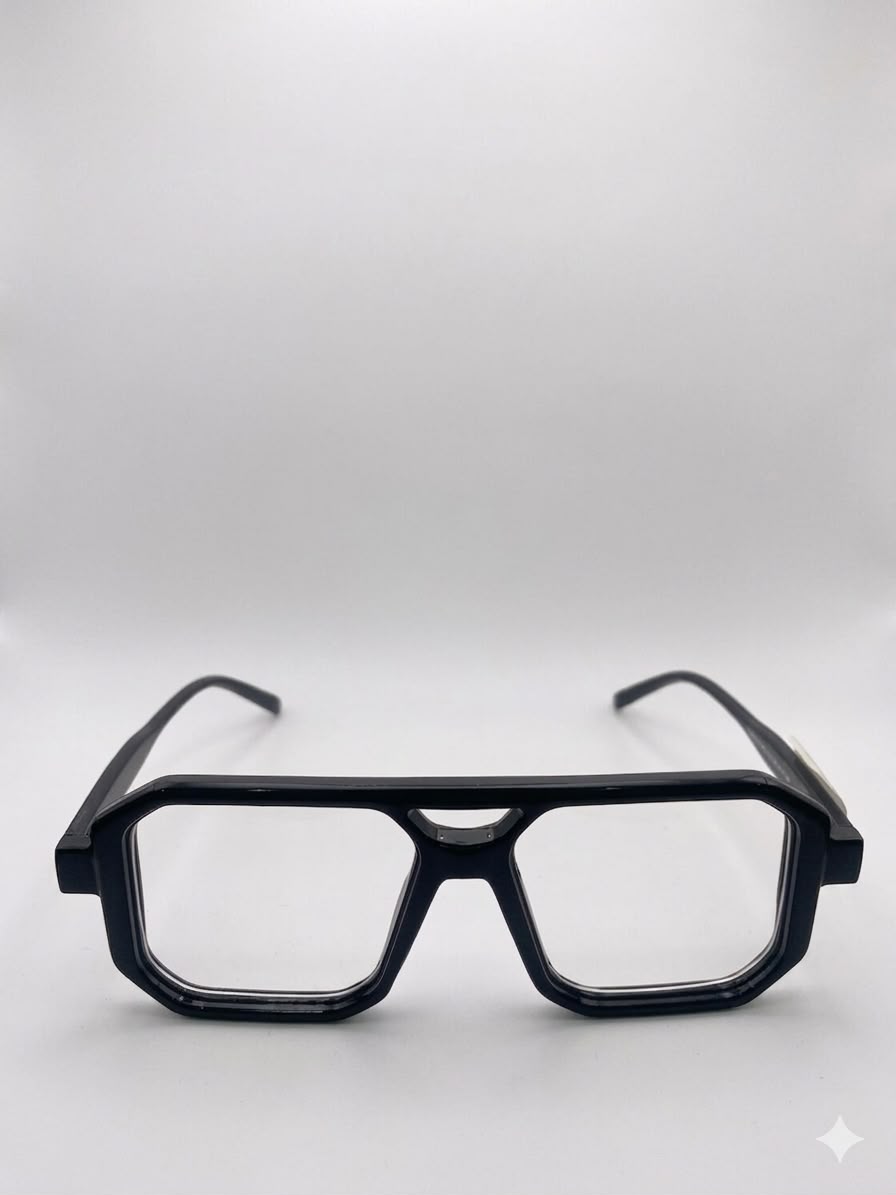 Lentes Oftálmicos Estilo Aviador Moderno con Armazón Negro de Acetato