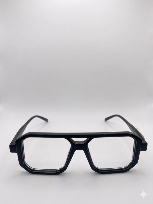 Lentes Oftálmicos Estilo Aviador Moderno con Armazón Negro de Acetato