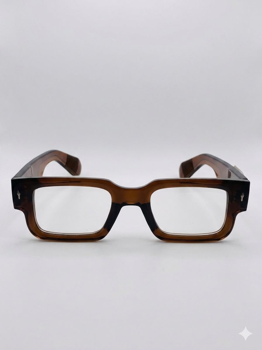 Lentes Oftálmicos Montura Cuadrada de Acetato (Color Ámbar)