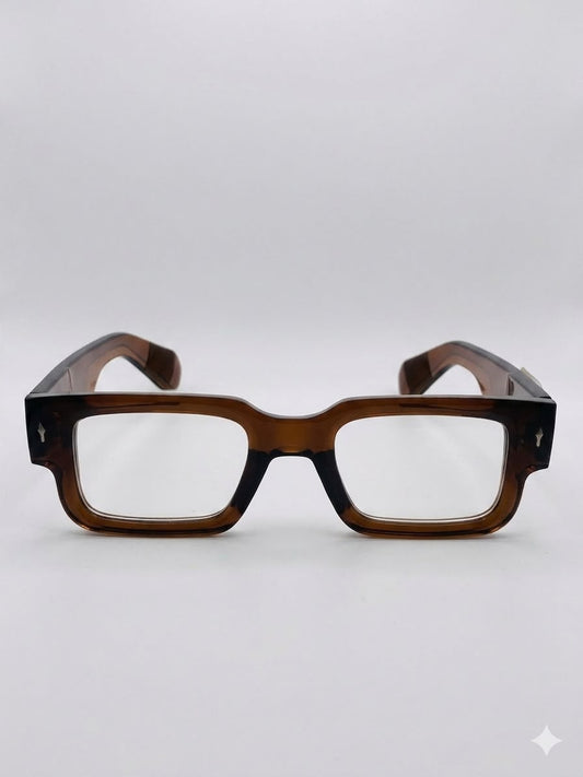 Lentes Oftálmicos Montura Cuadrada de Acetato (Color Ámbar)