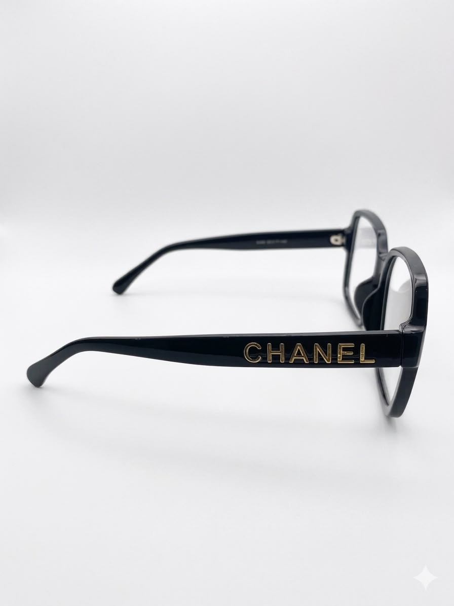 Gafas de vista Chanel en color negro con detalle dorado