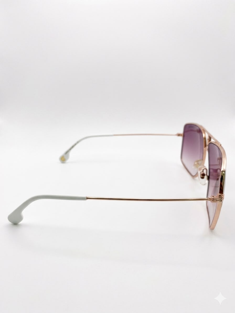 Gafas de sol diseño con marco blanco y detalles dorados