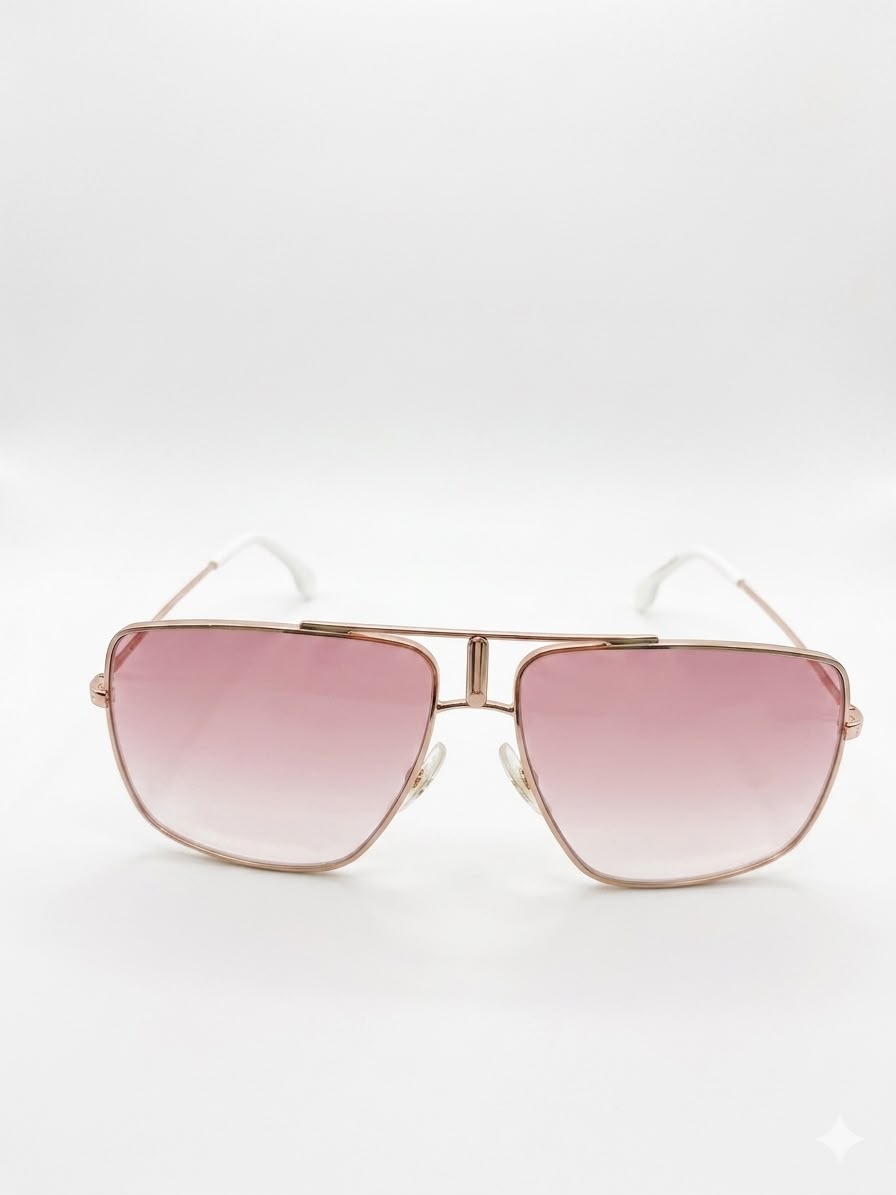Gafas de sol diseño con marco blanco y detalles dorados